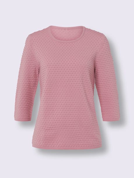 Pull encolure ronde motif tricoté aspect 3d