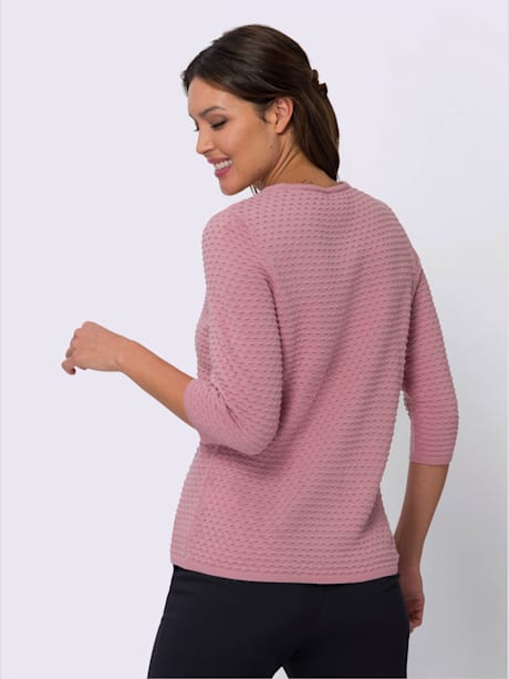 Pull encolure ronde motif tricoté aspect 3d