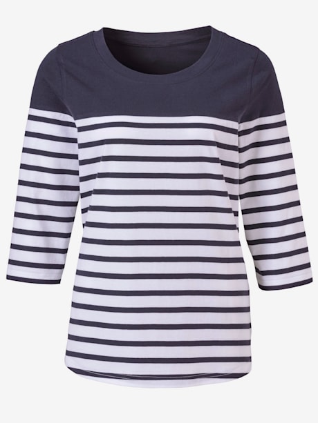 T-shirt à manches 3/4 rayures fines