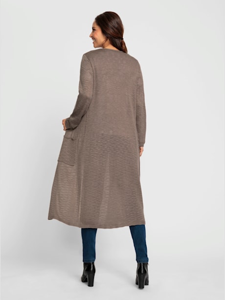 Veste longue en tricot qualité structurée chinée