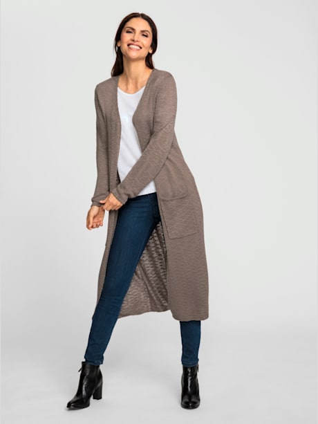 Veste longue en tricot qualité structurée chinée