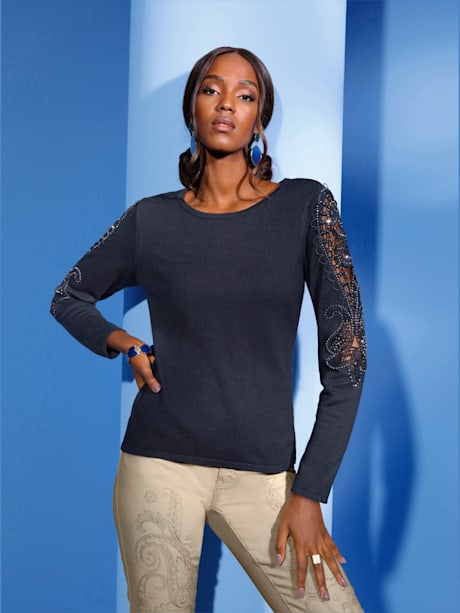 Pull à manches longues mélange de lyocell et de viscose de qualité