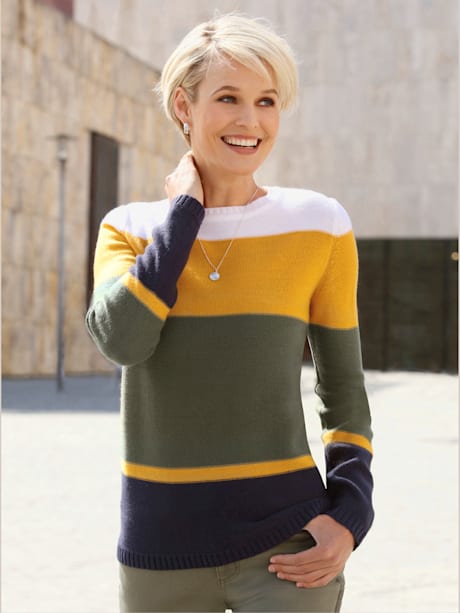 Pull à manches longues motif color block tendance