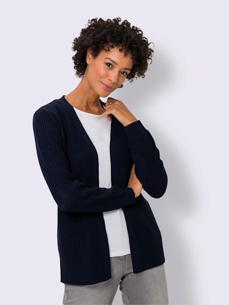 Veste longue en tricot motif tricoté délicat