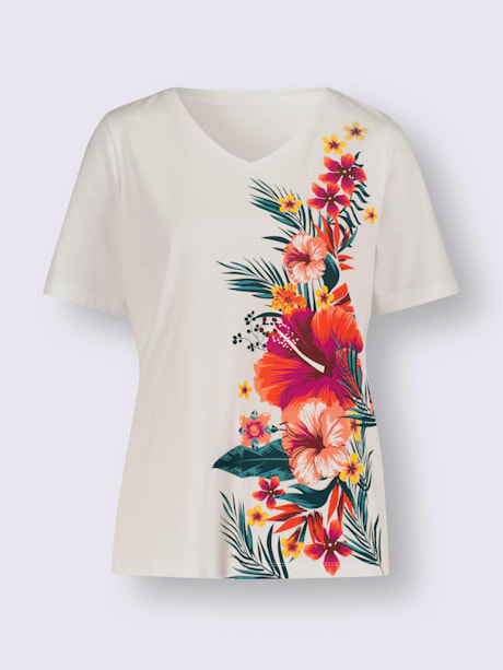 T-shirt en v imprimé floral