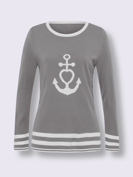 Pull à manches longues motif intarsia