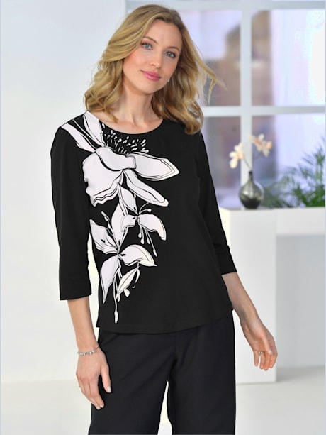 T-shirt à manches 3/4 imprimé floral