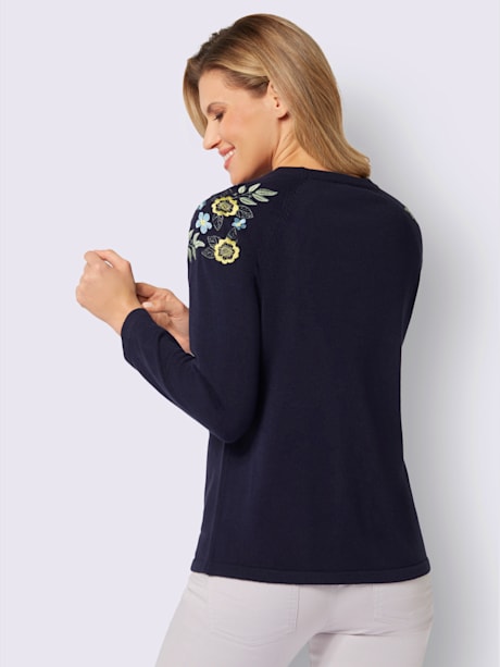 Pull à manches longues broderie florale