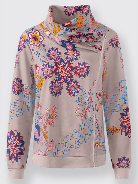 Veste sweat col tendance avec fronces