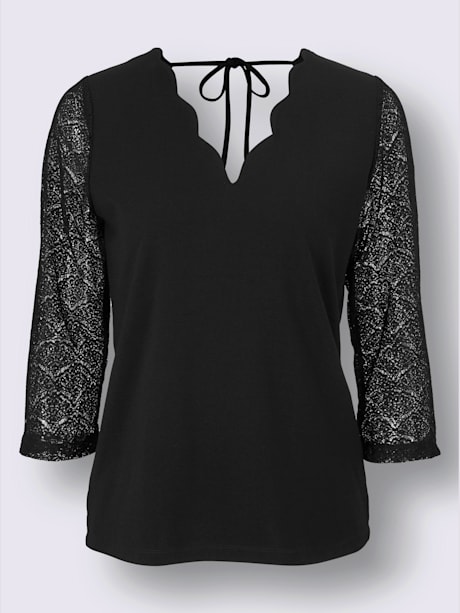 T-shirt en dentelle encolure arrondie