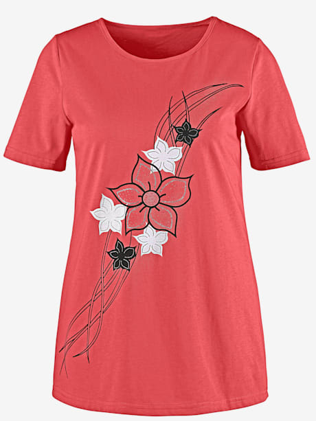 T-shirt feminin à grosses fleurs avant