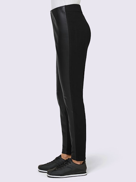 Pantalon en cuir avant en cuir raffiné et dos en jersey élastique