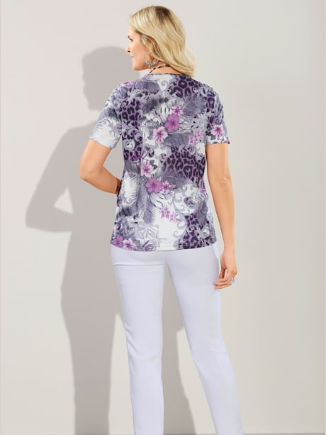 Tshirt avec manches courtes et fleurs exotiques