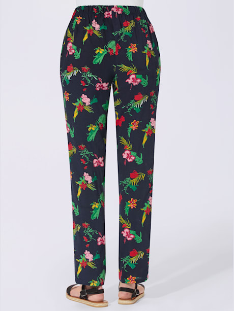 Pantalon femme motif jungle coloré
