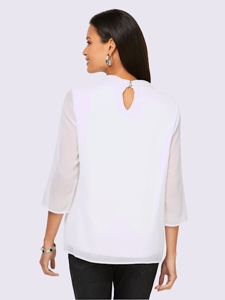 Chemisier en mousseline effet superposé jersey et mousseline