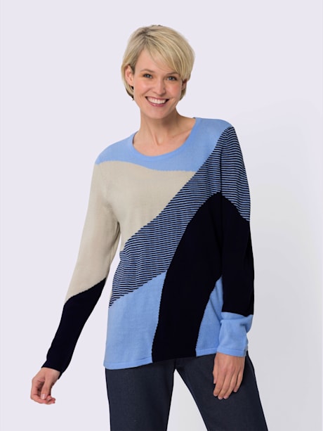 Pull motif tricoté asymétrique