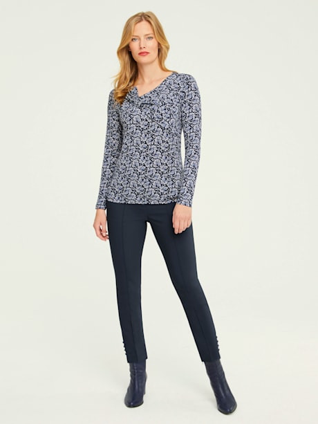 T-shirt imprimé aspect noué féminin pour un superbe décolleté