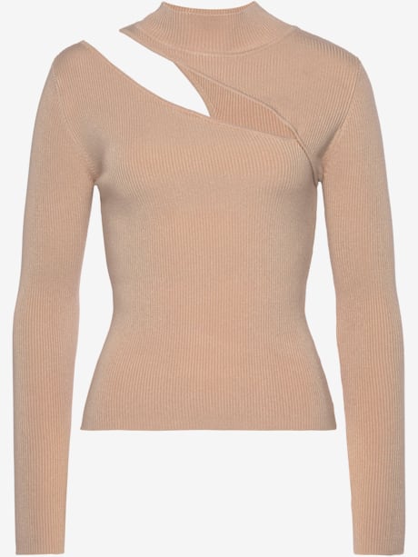 Pull à col montant pull affinant avec grande découpe