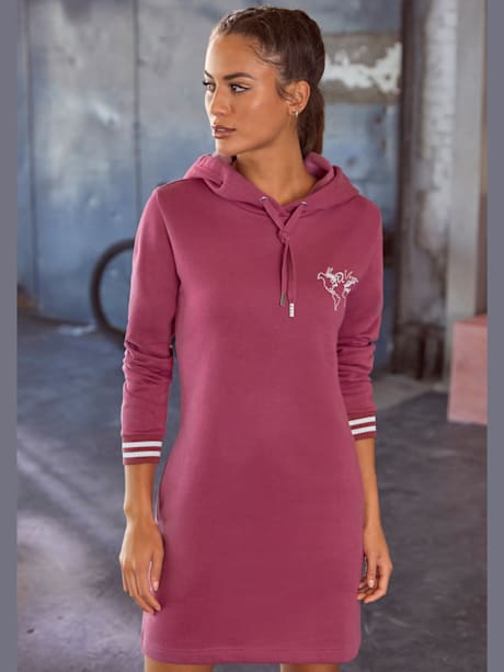 Robe en matière sweat avec imprimé au dos