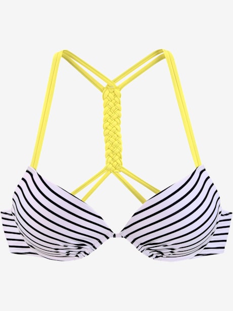 Haut de bikini push-up design rayé avec détails contrastés
