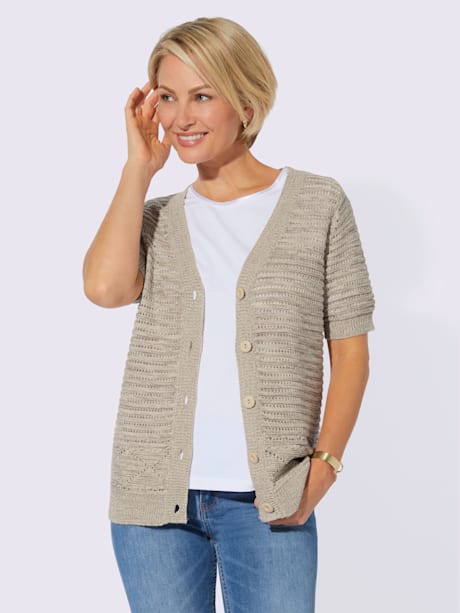 Veste en tricot mélange de motifs structurés/ajourés