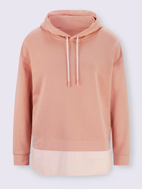 Sweat-shirt empiècements chemisier à rayures tissées
