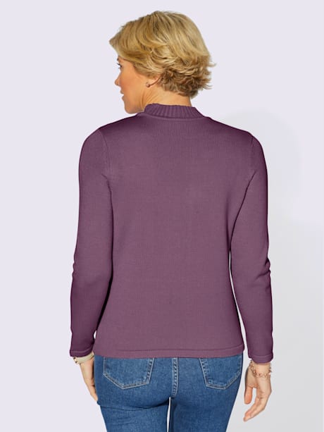 Pull à col montant motif tricoté avec partie ajourée devant
