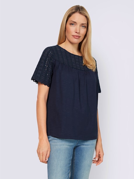 T-shirt jolie dentelle sur l'encolure