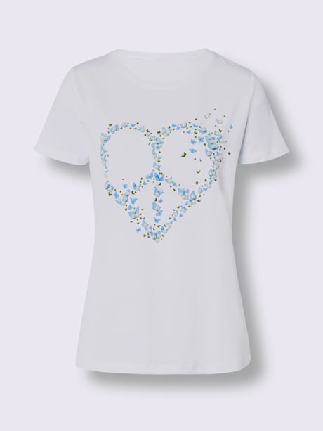 T-shirt élégante application de perles fantaisie