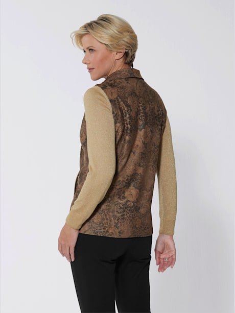 Gilet femme imitation cuir velours imprimé col à revers