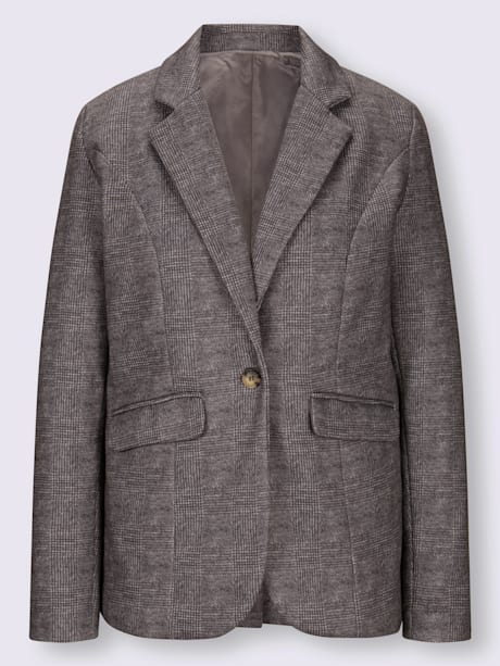 Blazer en jersey motif à carreaux