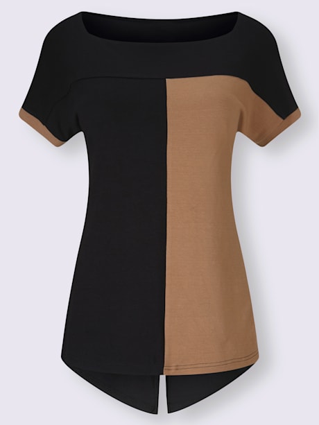T-shirt femme col carré bicolore