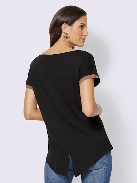 T-shirt femme col carré bicolore