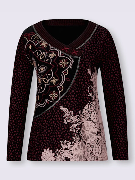 T-shirt imprimé encolure en v chevauchante