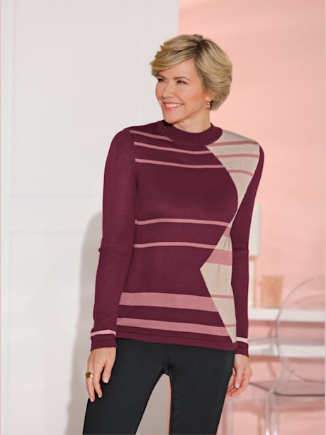Pull à col montant motif intarsia