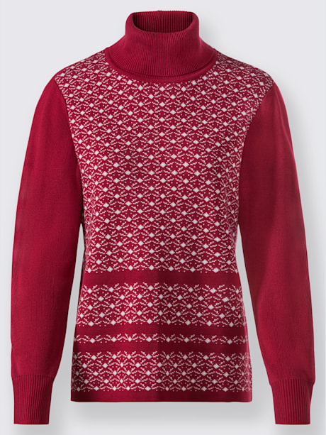Pull à col roulé jacquard