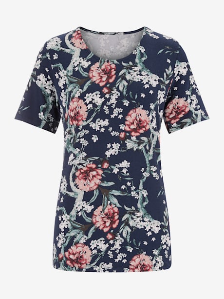 T-shirt à encolure ronde joli motif floral