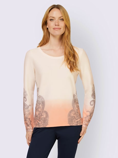 Pull imprimé bordures à l'imprimé dégradé