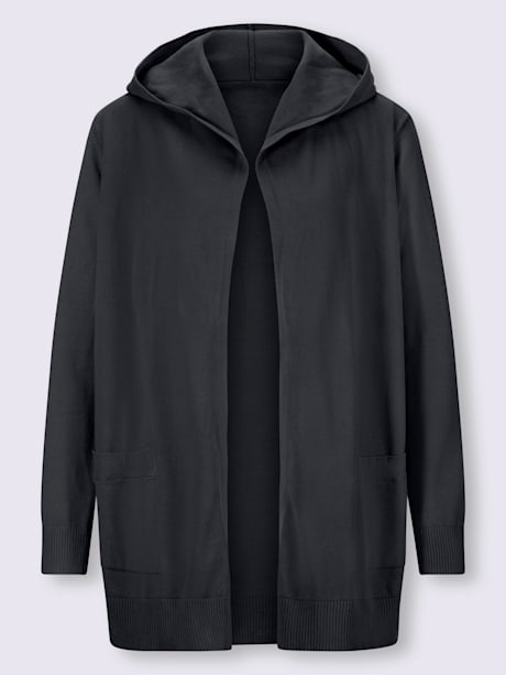 Veste en tricot capuche intégrée au col