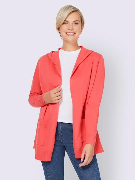 Veste en tricot capuche intégrée au col
