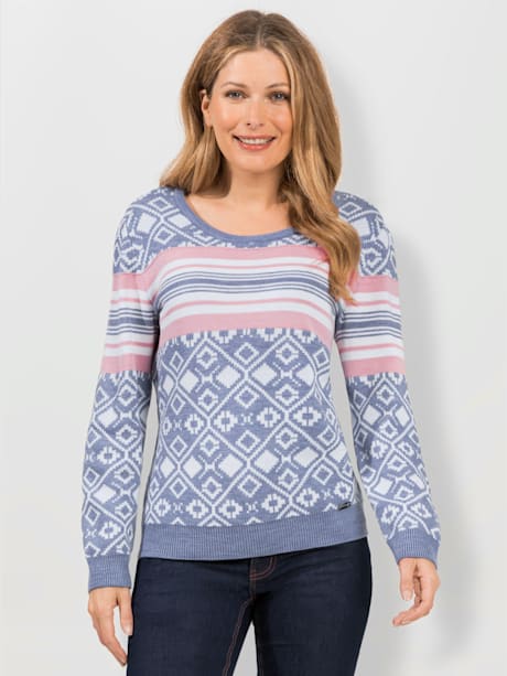 Pull jacquard 60% coton