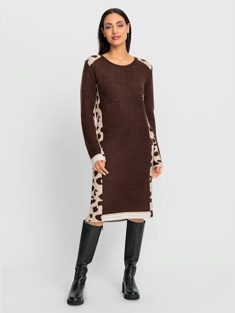 Robe en tricot joli motif léopard
