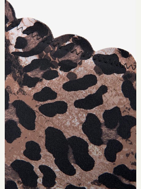 Haut de bikini bustier imprimé léopard tendance et bord ondulé