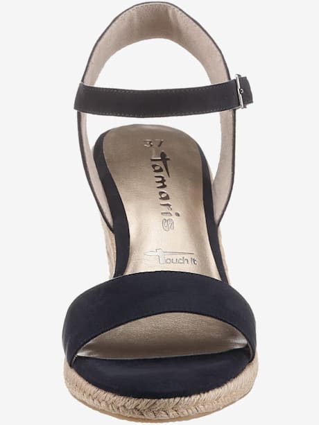 Sandales compensées dessus textile souple