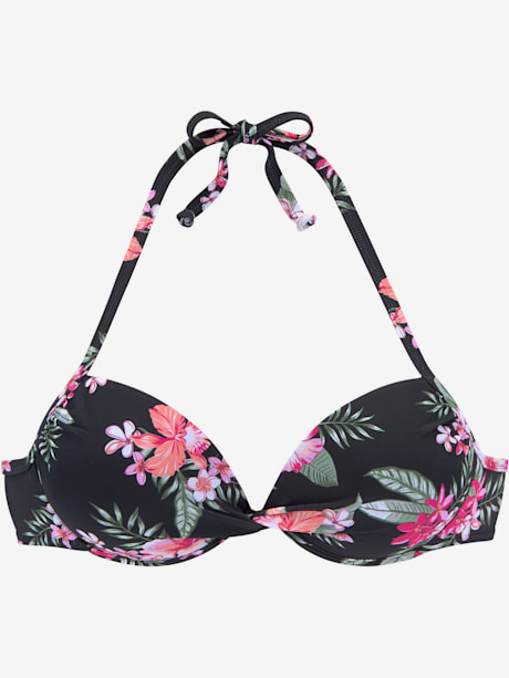 Haut de bikini push-up motif floral – chaque pièce est unique