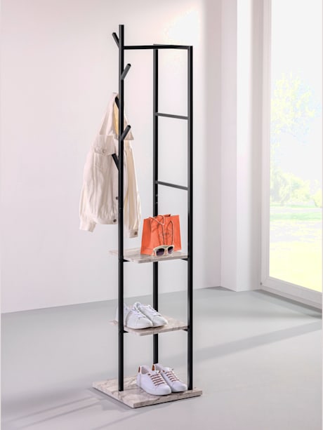 Portemanteau sur pied châssis en métal, laqué noir
