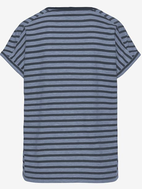 T-shirt à manches courtes encolure ronde avec bord-côtes ouverts