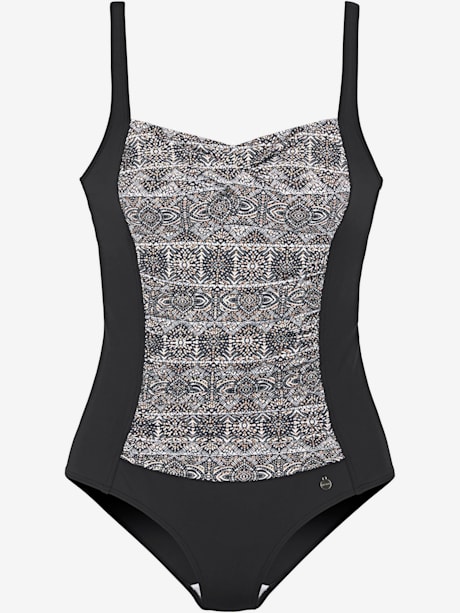 Maillot de bain imprimé abstrait à pois dorés