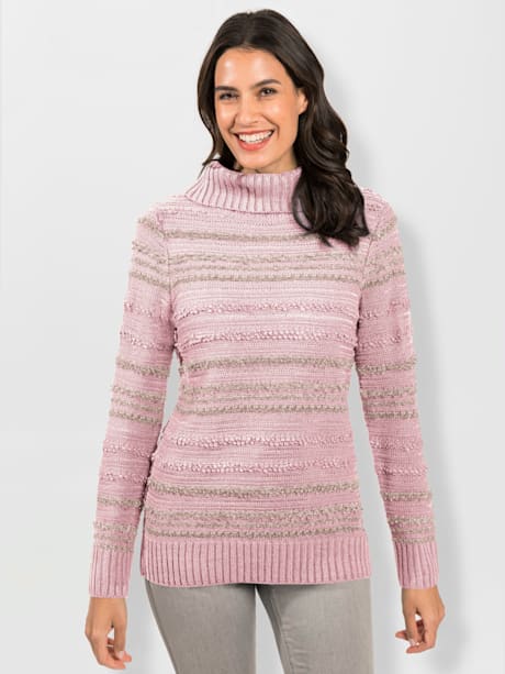 Pull à col roulé joli mélange de fils