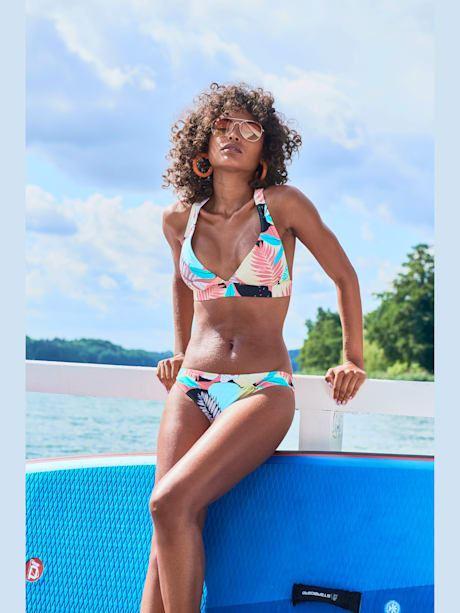 Haut de bikini triangle design tropical